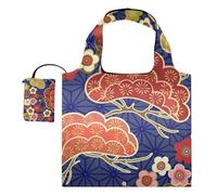 OWFKAY Large Foldable Shopping Tote Bags-Japanese Oriental Cherry Flowers,Extra Large Grocery Bag,Waterproof & Lightweight 46cm*41cm