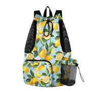 OWFKAY Lemons Italy Beach Drawstring Backpack Mesh Swimming Bag for Women Men Swim Gym with Waterproof Wet Pocket Packable Sports