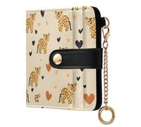 OWFKAY Leopard Heart Leather Purses for Women Ladies Wallet Credit Card Holder RFID Blocking Small with ID Window & Zipper Coin Pocket
