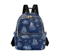 OWFKAY Lighthouse Ship Navy Small Backpack for Women Rucksack Mini Girls School Bag Travel Anti Theft Casual