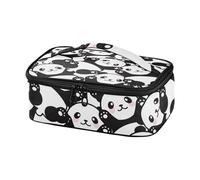 OWFKAY Lunch Box for Men Women，Small Insulated Lunch Box with Handle Portable Thermal Cooler Box for Work, School, Picnic Outdoor-Cute Black White Panda