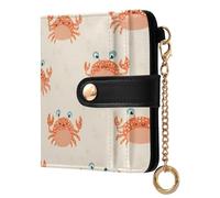 OWFKAY Orange Crab Leather Purses for Women Ladies Wallet Credit Card Holder RFID Blocking Small with ID Window & Zipper Coin Pocket