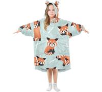 OWFKAY Oversized Blanket Hoodie Kids, Wearable Extra Long Blanket for Girls Boys, Super Soft Warm Sweatshirt With Pocket for Children Teens,Cute Red Panda