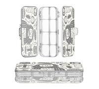OWFKAY Pencil Case with Supplies Abstract Doodle Jesus Christ Plastic Clear Pencil Box Organizer Crayon Storage Box Double Layer Pen Holder for School