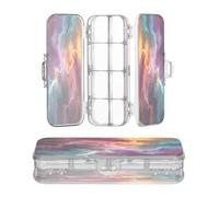 OWFKAY Pencil Case with Supplies Color Lives Series Plastic Clear Pencil Box Organizer Crayon Storage Box Double Layer Pen Holder for School