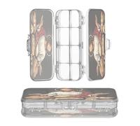 OWFKAY Pencil Case with Supplies Jesus with Bread Pattern Plastic Clear Pencil Box Organizer Crayon Storage Box Double Layer Pen Holder for School