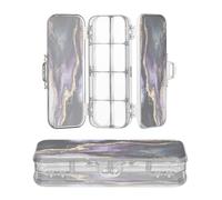 OWFKAY Pencil Case with Supplies Purple Black Gilded Marble Plastic Clear Pencil Box Organizer Crayon Storage Box Double Layer Pen Holder for School