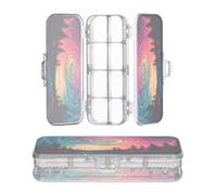 OWFKAY Pencil Case with Supplies Star Swirl Road Forest Plastic Clear Pencil Box Organizer Crayon Storage Box Double Layer Pen Holder for School