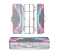 OWFKAY Pencil Case with Supplies Starry Sky Astronaut Planet Plastic Clear Pencil Box Organizer Crayon Storage Box Double Layer Pen Holder for School