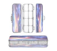 OWFKAY Pencil Case with Supplies Starry Sky Earth Planet Plastic Clear Pencil Box Organizer Crayon Storage Box Double Layer Pen Holder for School