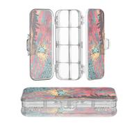 OWFKAY Pencil Case with Supplies The Statue of Liberty and Eagle Plastic Clear Pencil Box Organizer Crayon Storage Box Double Layer Pen Holder for School