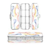 OWFKAY Pencil Case with Supplies Watercolor Botanical Butterfly Plastic Clear Pencil Box Organizer Crayon Storage Box Double Layer Pen Holder for School