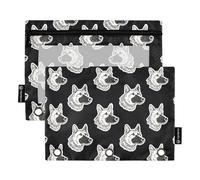 OWFKAY Pencil Pouch for 3 Ring Binder,Bulk 2 Pack-3 Holes Zipper Binder Pouches with Clear Window-German Shepherd Pattern