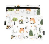 OWFKAY Pencil Pouch for 3 Ring Binder,Bulk 2 Pack-3 Holes Zipper Binder Pouches with Clear Window-Guinea Pig Pattern