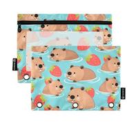 OWFKAY Pencil Pouch for 3 Ring Binder,Bulk 2 Pack-3 Holes Zipper Binder Pouches with Clear Window-Mole Pattern