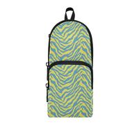 OWFKAY Pencil Pouch Holder Large Capacity Pen Case Organizer Travel Cosmetics Storage for Students Teens Adults Yellow Blue Tiger