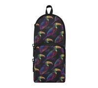 OWFKAY Pencil Pouch Holder Large Capacity Pen Case Organizer Travel Cosmetics Storage for Students Teens Adults Toucan Colorful Lines