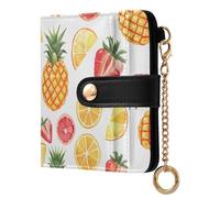OWFKAY Pineapple Grapefruit Strawberry Leather Purses for Women Ladies Wallet Credit Card Holder RFID Blocking Small with ID Window & Zipper Coin Pocket Boys Girls