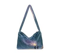OWFKAY Plush Underarm Bag Women's Tote Handbags Ladies Fluffy Purse Shoulder Bag for Winter Children Huge Star-Shaped Bubbles