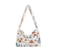 OWFKAY Plush Underarm Bag Women's Tote Handbags Ladies Fluffy Purse Shoulder Bag for Winter Cute Foxes Mushrooms Plants