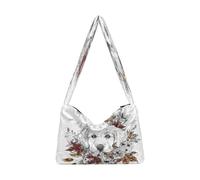 OWFKAY Plush Underarm Bag Women's Tote Handbags Ladies Fluffy Purse Shoulder Bag for Winter Puppy Golden Retriever Leaf