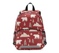 OWFKAY Polar Bear Red Toddler Backpack Kids Nursery Backpacks School Bags for Girls Boys Children Rucksack Small