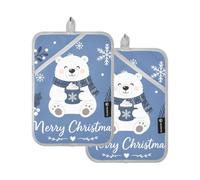 OWFKAY Pot Holders 2-Pack Set，Snowflake White Bear TABLE Kitchen Essentials Potholder Heat Resistant 170℃ Thick & Safe,18x25cm