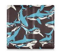 OWFKAY PU Leather Car Document Holder,Sharks Seamless Pattern Vehicle Registration & Insurance Card Organiser, Car Glove Box Accessory for Men Women