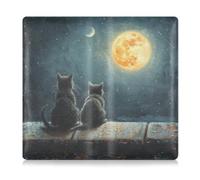 OWFKAY PU Leather Car Document Holder,Two Cats Sitting on The Wall Vehicle Registration & Insurance Card Organiser, Car Glove Box Accessory for Men Women