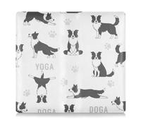 OWFKAY PU Leather Car Document Holder,Yoga Dog Border Collie Vehicle Registration & Insurance Card Organiser, Car Glove Box Accessory for Men Women