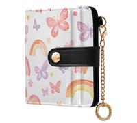 OWFKAY Rainbow Butterfly Leather Purses for Women Ladies Wallet Credit Card Holder RFID Blocking Small with ID Window & Zipper Coin Pocket Boys Girls