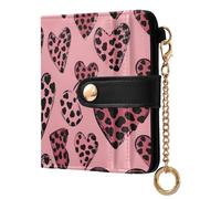 OWFKAY Red Heart Leopard Leather Purses for Women Ladies Wallet Credit Card Holder RFID Blocking Small with ID Window & Zipper Coin Pocket Boys Girls