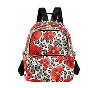 OWFKAY Red Poppy Leopard Cheetah Women's Fashion Backpacks Rucksack Bag Back Pack Ladies for Travelling Work Lightweight