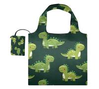 OWFKAY Reusable Grocery Bags-Dinosaurs with Nelly Bro Writ Pattern, Eco-Friendly Folding Tote Shopping Bag fits in Pocket,Waterproof & Lightweight