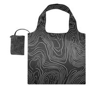 OWFKAY Reusable Grocery Bags-Line Art Topographic Map Pattern, Eco-Friendly Folding Tote Shopping Bag fits in Pocket,Waterproof & Lightweight