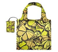OWFKAY Reusable Grocery Bags-Yellow Butterfly Art, Eco-Friendly Folding Tote Shopping Bag fits in Pocket,Waterproof & Lightweight