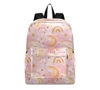 OWFKAY School Backpack Rucksack Schoolbag Travel Bag Daypack Teens Bookbag Clouds Stars Moon Pink