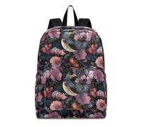 OWFKAY School Backpack Rucksack Schoolbag Travel Bag Daypack Teens Bookbag Flower Moon