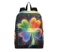 OWFKAY School Backpack Rucksack Schoolbag Travel Bag Daypack Teens Bookbag Rainbow Four-leaf Clover