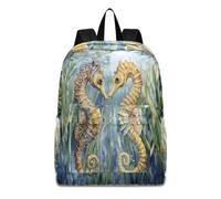 OWFKAY School Backpack Rucksack Schoolbag Travel Bag Daypack Teens Bookbag Seahorses Water Seagrass