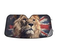 OWFKAY Shade Windshield Sun Shade,Foldable Universal Car Windshield Upgrade Sunshade Enhanced UV Rays Reflective Sun Visor Shade Keeps Vehicle Cool-British Flag with Lion