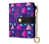 OWFKAY Slim Women's RFID Blocking Card Holder Wallet Travel Purse Multiple Card Slots ID Window Everyday Purple Blue Geometric