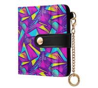 OWFKAY Slim Women's RFID Blocking Card Holder Wallet Travel Purse Multiple Card Slots ID Window Everyday Purple Geometric Graffiti