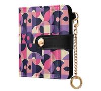 OWFKAY Slim Women's RFID Blocking Card Holder Wallet Travel Purse Multiple Card Slots ID Window Everyday Purple Pink Geometry