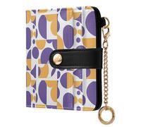 OWFKAY Slim Women's RFID Blocking Card Holder Wallet Travel Purse Multiple Card Slots ID Window Everyday Yellow Purple Geometric