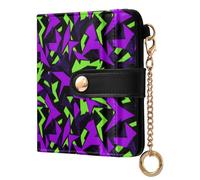 OWFKAY Slim Women's RFID Blocking Card Holder Wallet Travel Purse Multiple Card Slots ID Window Everyday Green Purple Geometric
