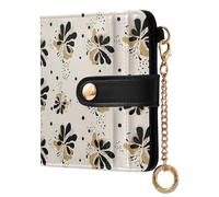 OWFKAY Slim Women's RFID Blocking Card Holder Wallet Travel Purse Multiple Card Slots ID Window Everyday Abstract Flower Polka Dot