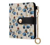 OWFKAY Slim Women's RFID Blocking Card Holder Wallet Travel Purse Multiple Card Slots ID Window Everyday Bear Driving Police Car