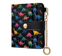 OWFKAY Slim Women's RFID Blocking Card Holder Wallet Travel Purse Multiple Card Slots ID Window Everyday Dinosaurs