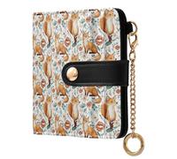 OWFKAY Slim Women's RFID Blocking Card Holder Wallet Travel Purse Multiple Card Slots ID Window Everyday Fox Flower